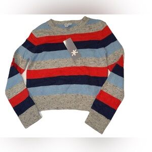 Splendid Red, Blue, and Gray Striped Sweater
